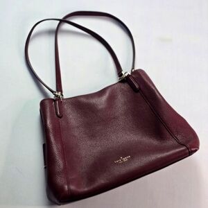 Kate Spade Jackson Cherrywood Pebbled Leather Large Satchel Tote Shoulder Bag